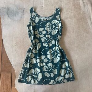 Sold  Sleeveless Dress Small Women Hawaiian Flowers Blue Teal Tommy Bahama